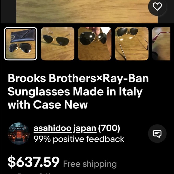 Ray-Ban for Brooks Brothers Capsule Collection 2011 Gold Aviator Sunglasses - Picture 12 of 13